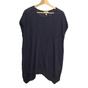 Eileen Fisher organic linen and cotton assimetrical ribbed hem tunic top.